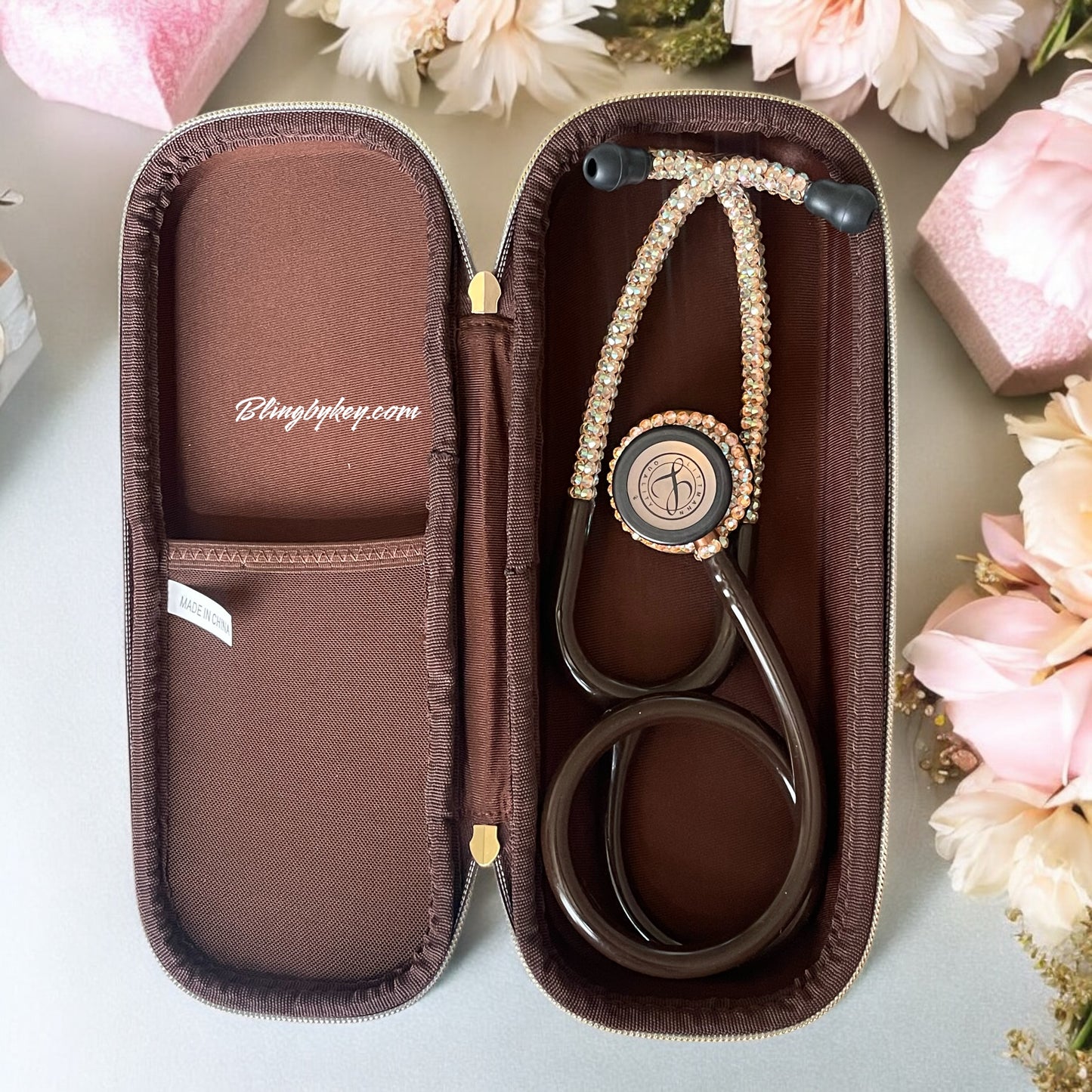 Bling Stethoscope Case – Personalized Protective Medical, Golden Iridescent Crystal