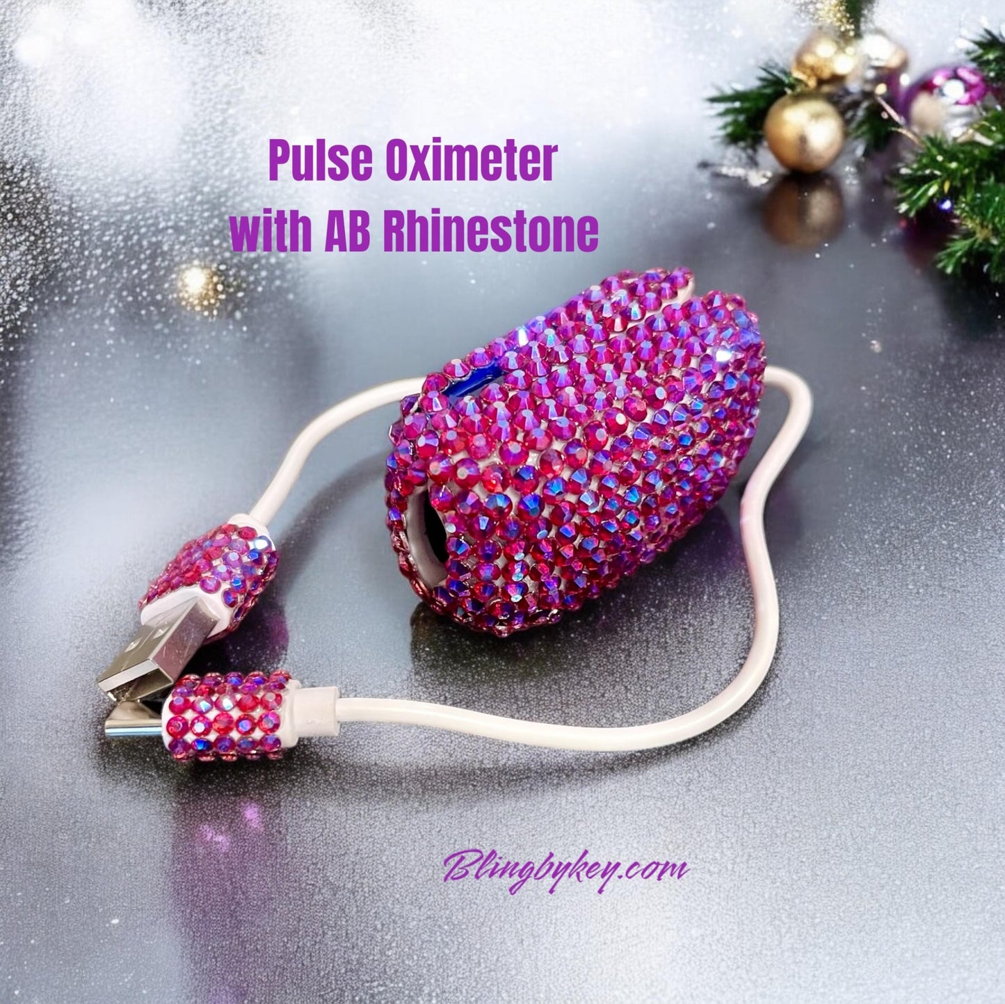 Cotton Candy Bling Pulse Oximeter | Iridescent Rhinestones by BlingByKey®