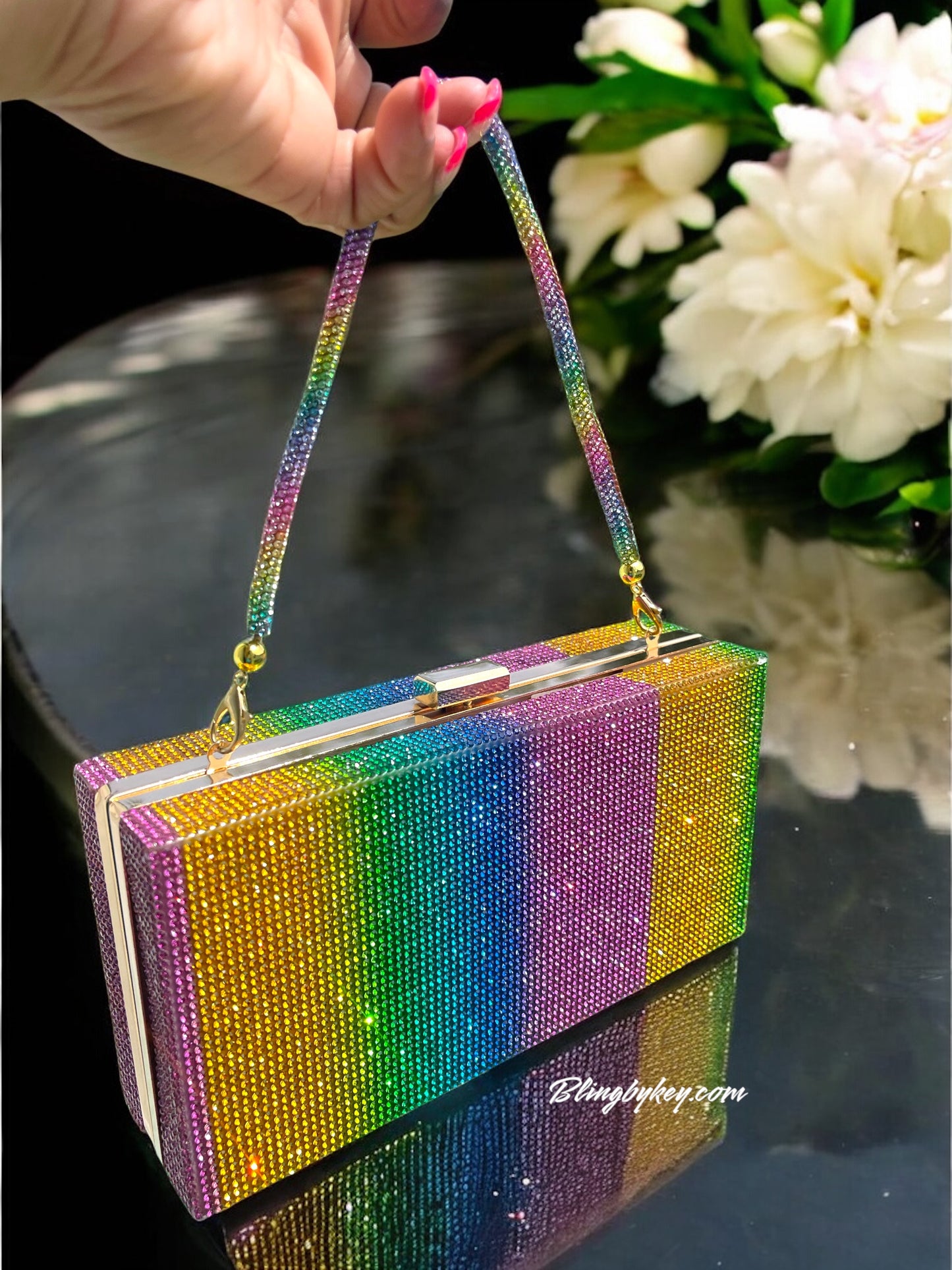 Rainbow Wristlet Bag - Trendy Bling Handbag for Night Out, Perfect Gift for Fashionistas & Accessory Lovers