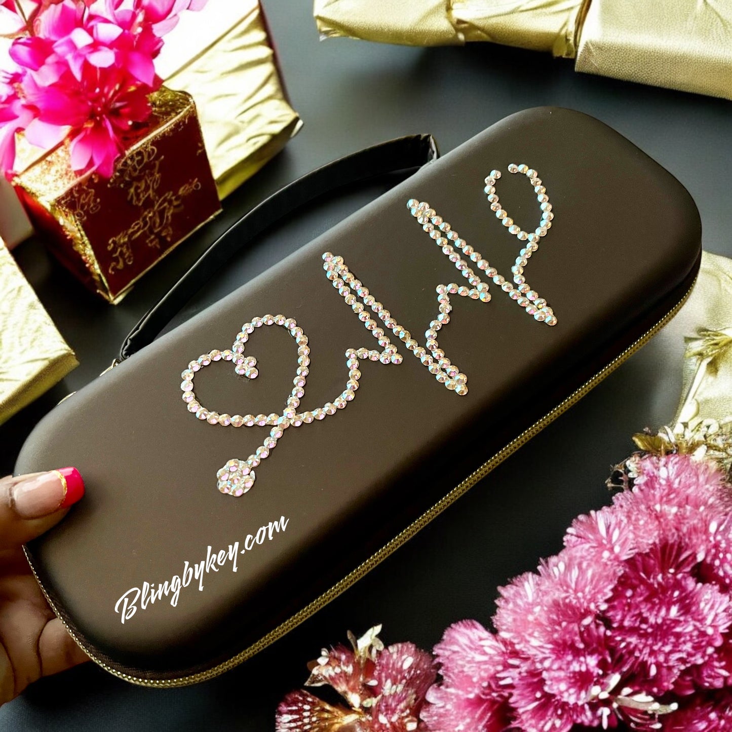 Bling Stethoscope Case – Personalized Protective Medical, Golden Iridescent Crystal