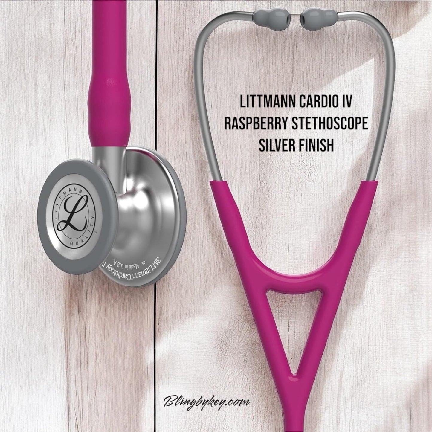 6158 3M Littmann Cardiology IV Diagnostic Stethoscope Raspberry before customized by Blingbykey with Cotton Candy AB rhinestones