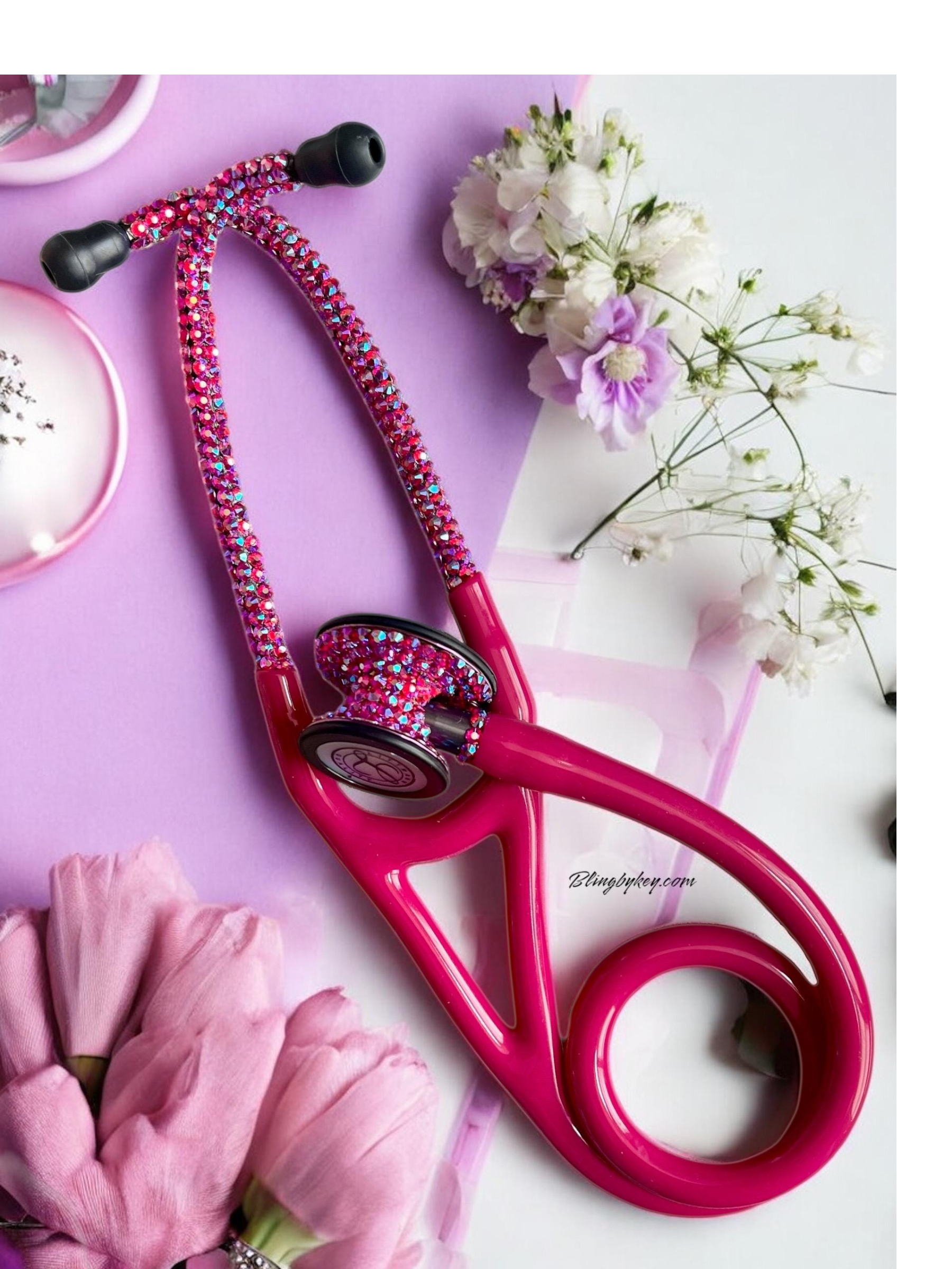 6241 3M™ Littmann® Cardiology IV™ Diagnostic Stethoscope High Polish Rainbow Raspberry with Cotton Candy AB rhinestones