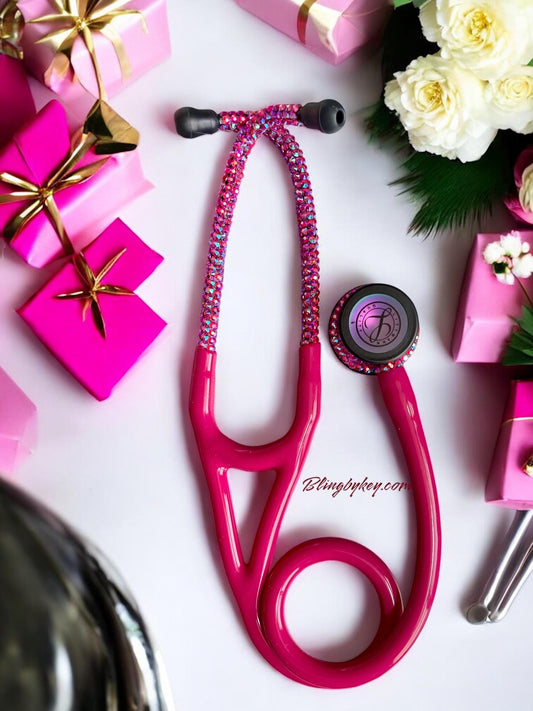 6241 3M™ Littmann® Cardiology IV™  Stethoscope, Rainbow Raspberry with Cotton Candy AB rhinestones