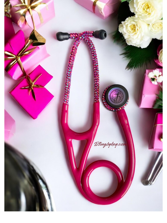 6241 3M™ Littmann® Cardiology IV™  Stethoscope, Rainbow Raspberry with Cotton Candy AB rhinestones