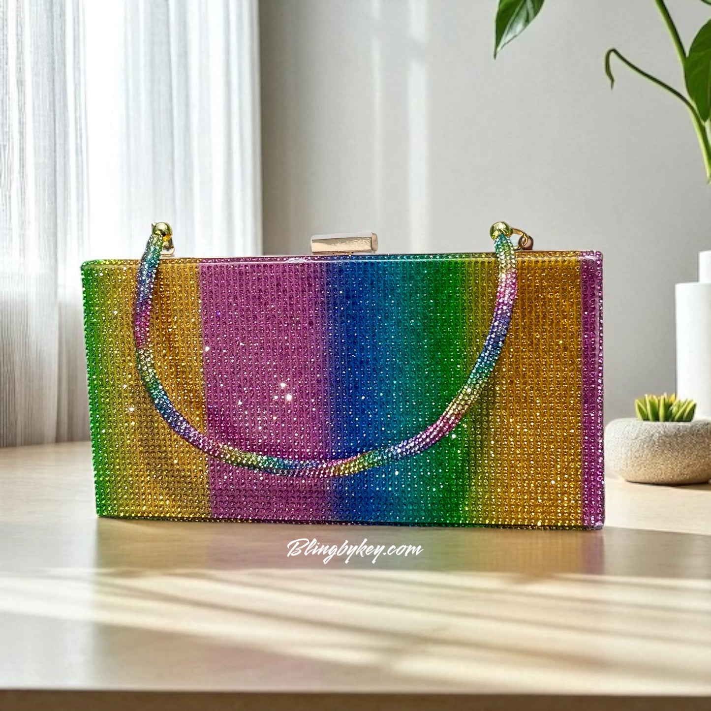Rainbow Wristlet Bag - Trendy Bling Handbag for Night Out, Perfect Gift for Fashionistas & Accessory Lovers
