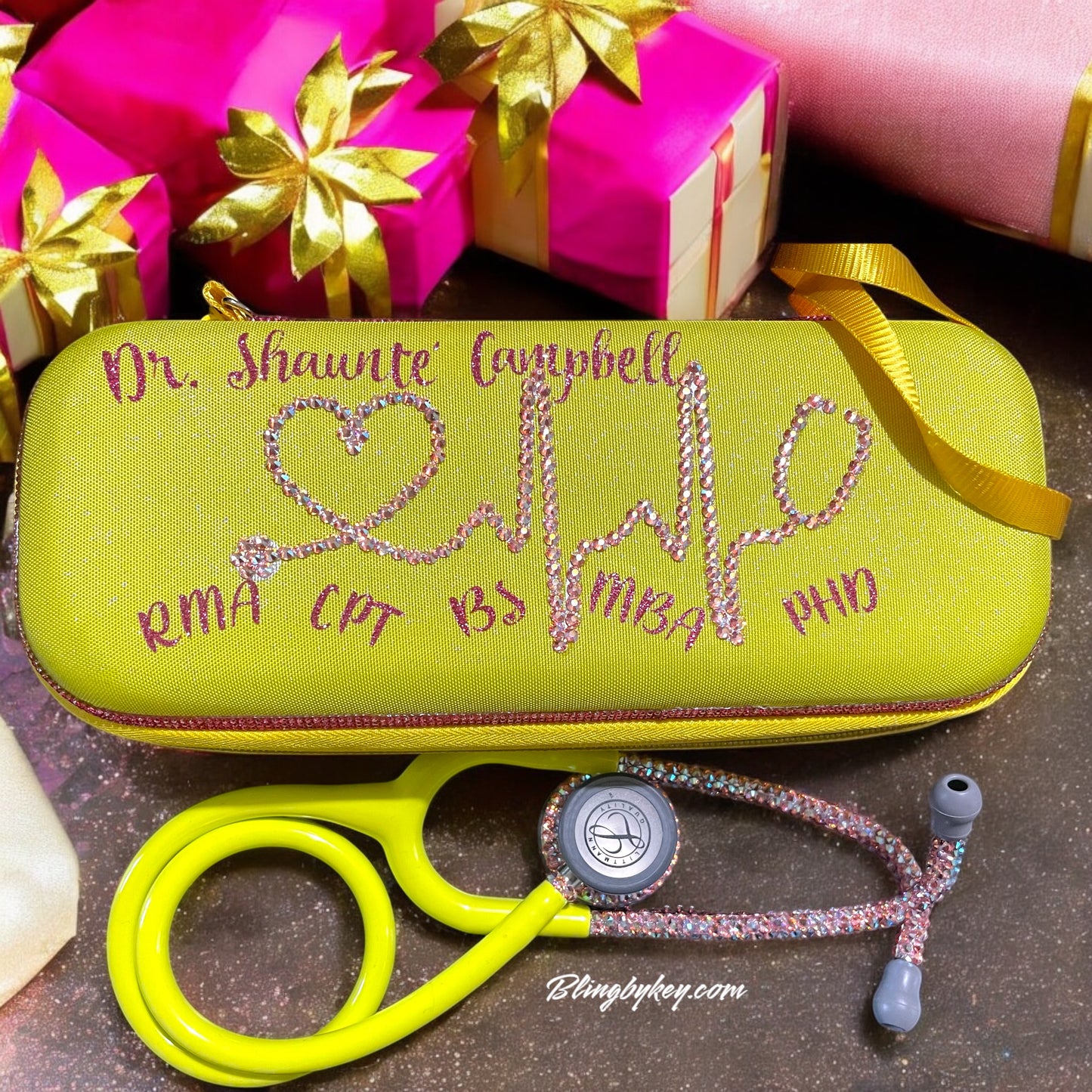 Bling Stethoscope Gift Set – Pink Rose AB Crystals