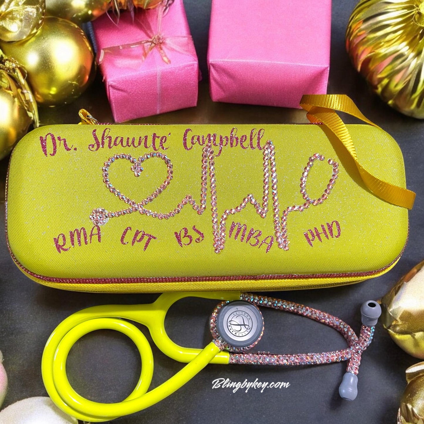 Bling Stethoscope Gift Set – Pink Rose AB Crystals