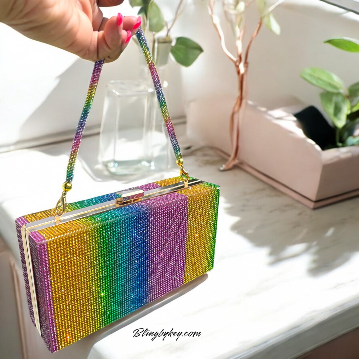 Rainbow Wristlet Bag - Trendy Bling Handbag for Night Out, Perfect Gift for Fashionistas & Accessory Lovers