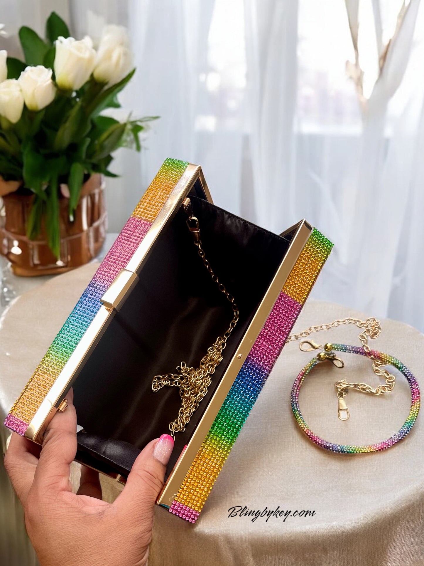 Rainbow Wristlet Bag - Trendy Bling Handbag for Night Out, Perfect Gift for Fashionistas & Accessory Lovers
