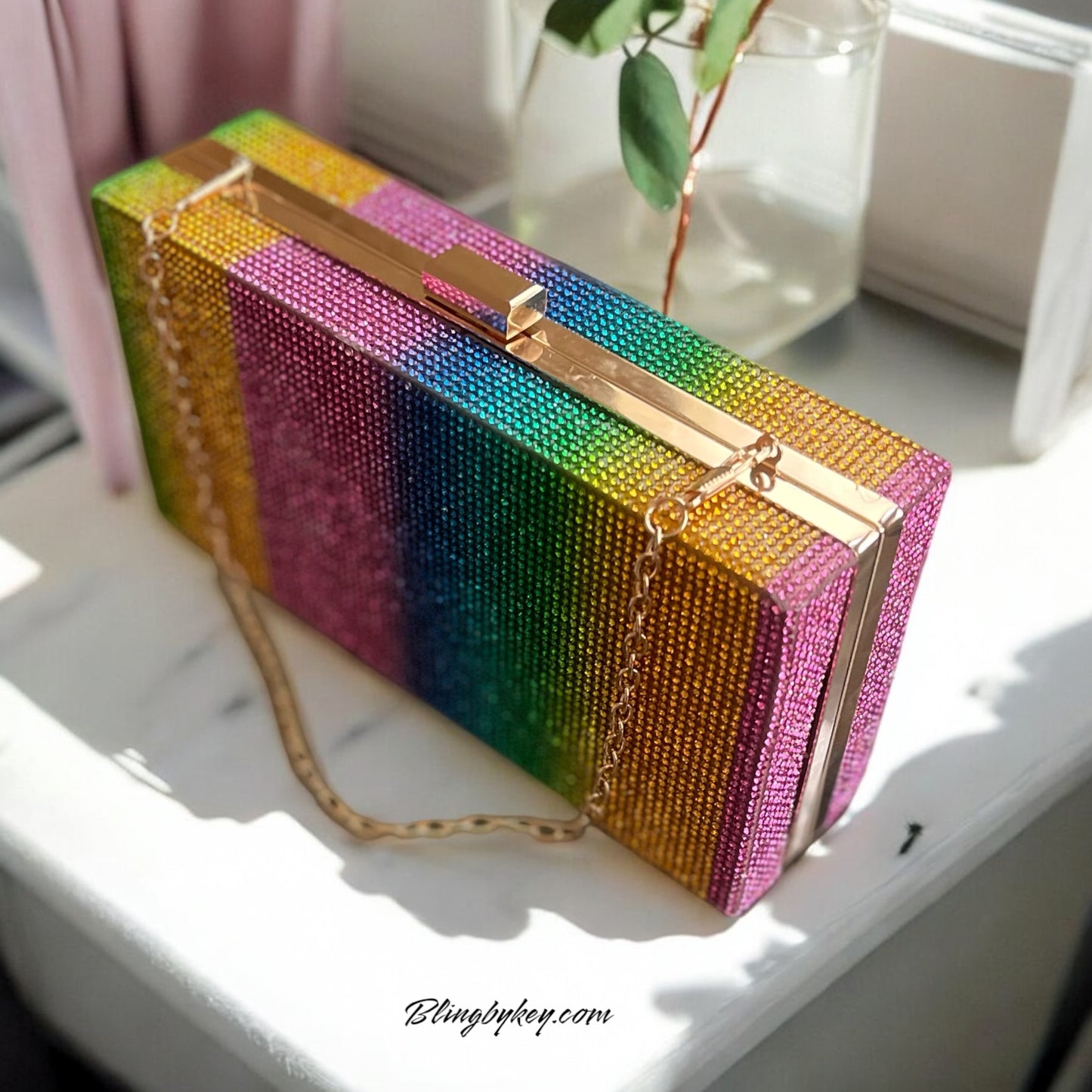 Rainbow Wristlet Bag - Trendy Bling Handbag for Night Out, Perfect Gift for Fashionistas & Accessory Lovers