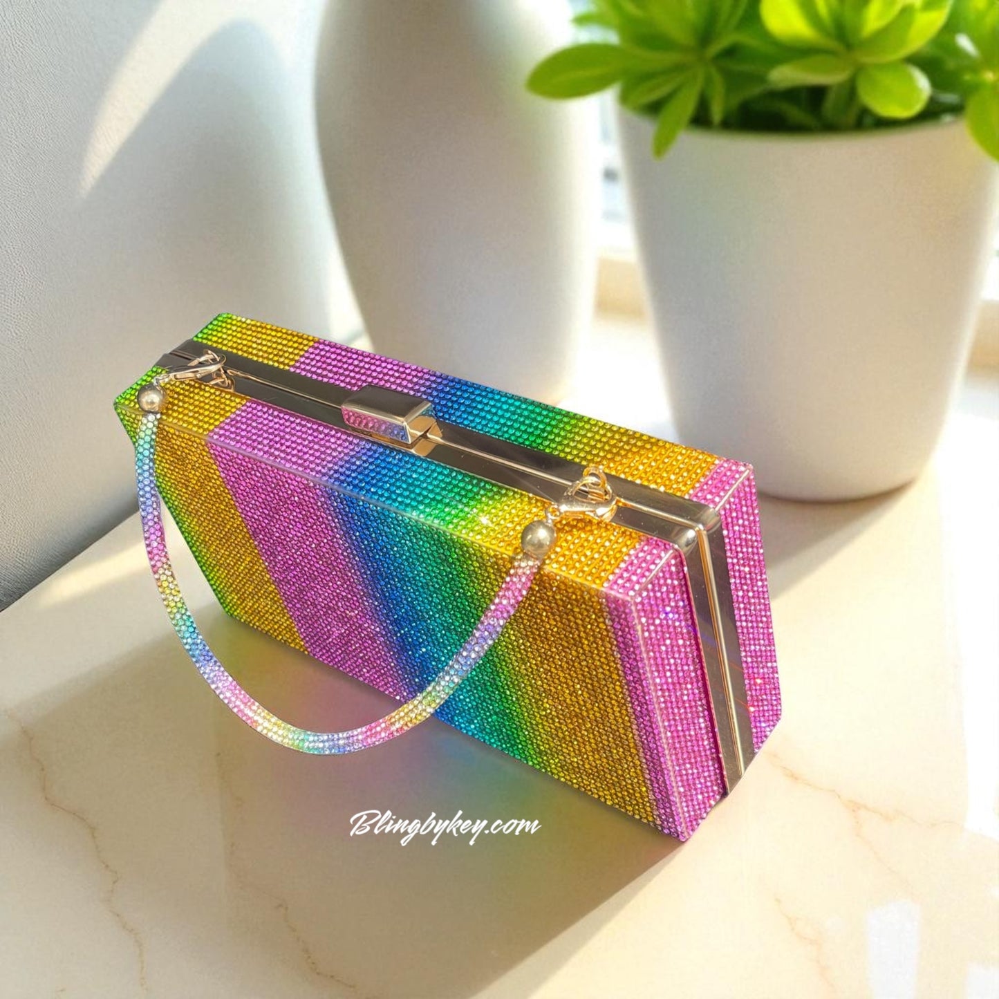 Rainbow Wristlet Bag - Trendy Bling Handbag for Night Out, Perfect Gift for Fashionistas & Accessory Lovers