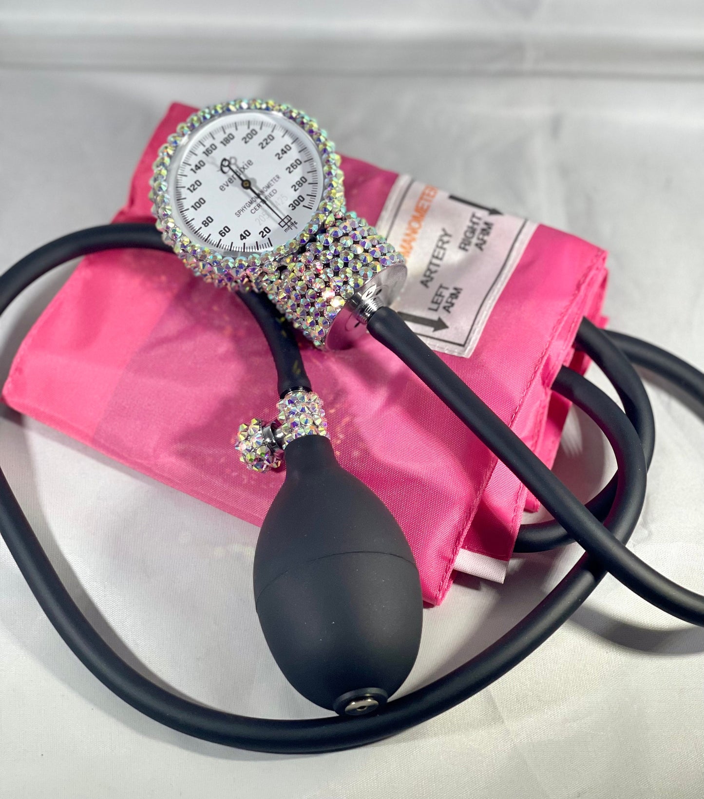 Personalized Blood Pressure Cuff Featuring Sparkling Rhinestone, Stylish Pink Health Monitoring Tool, Perfect Gift for Healthcare Workers