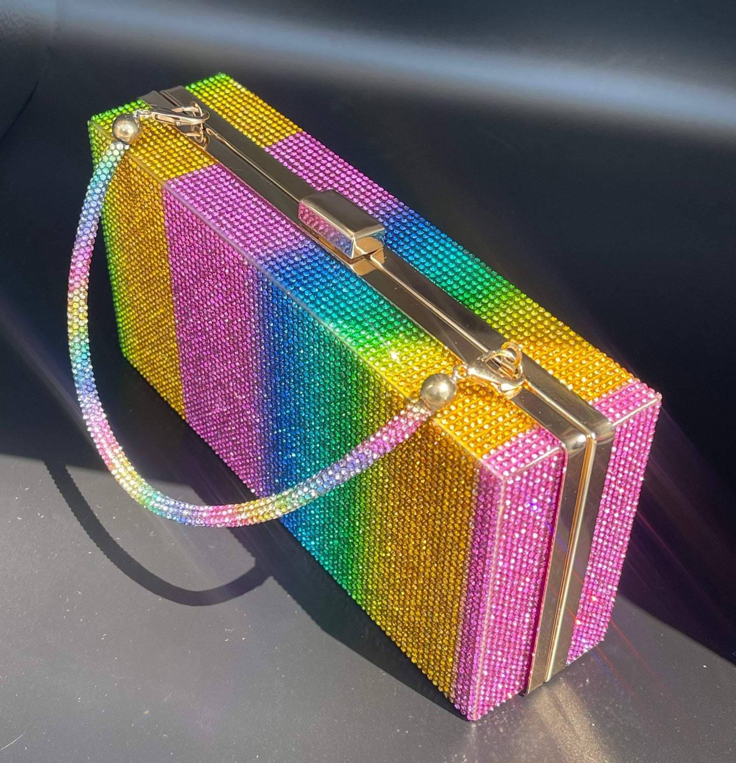Rainbow Wristlet Bag - Trendy Bling Handbag for Night Out, Perfect Gift for Fashionistas & Accessory Lovers