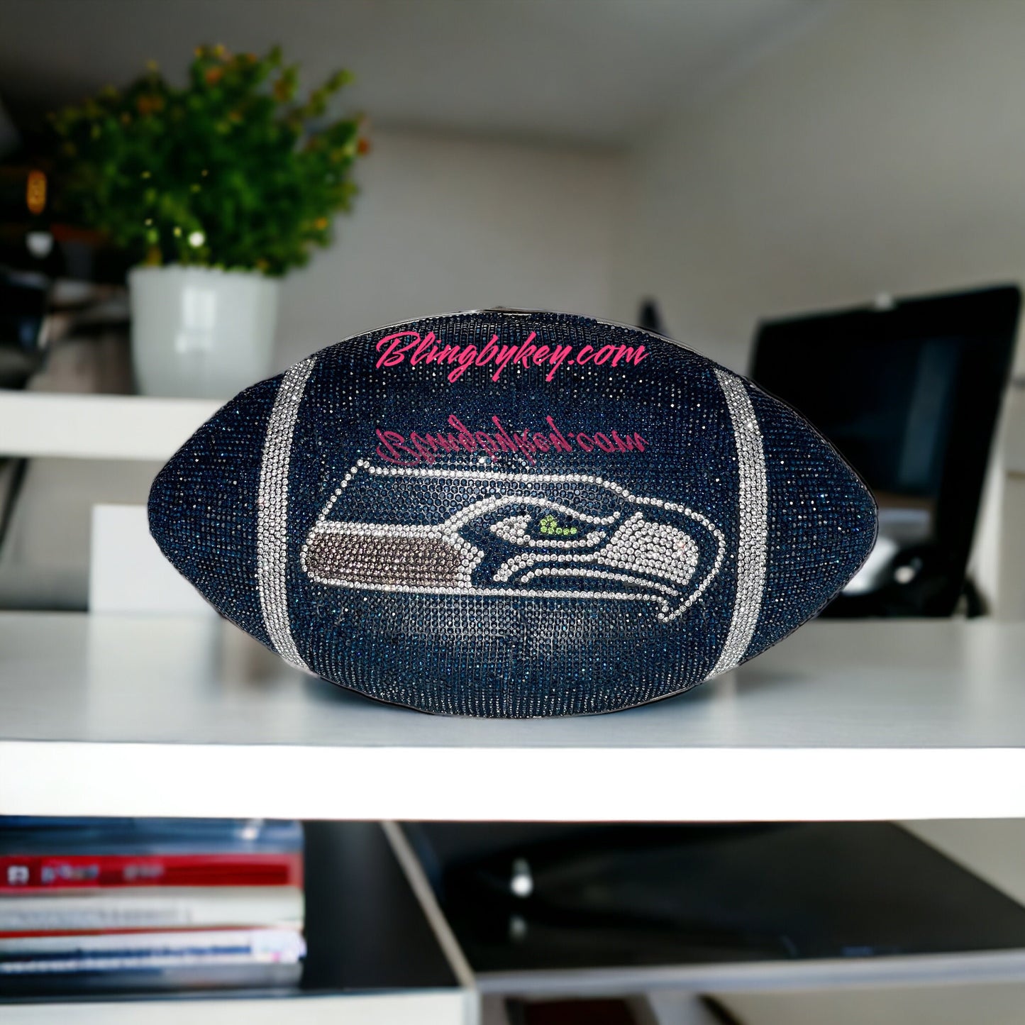Custom inspired Seahawks Football Purse - Rhinestone, Stadium Compliant Game day Bag, Custom Accessory, 12th Man Fan Gift