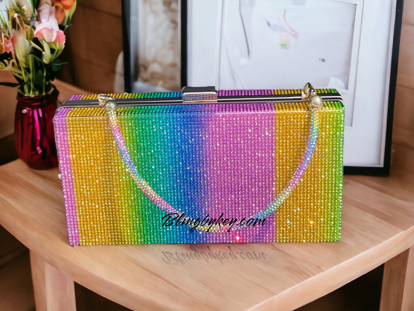 Rainbow Wristlet Bag - Trendy Bling Handbag for Night Out, Perfect Gift for Fashionistas & Accessory Lovers