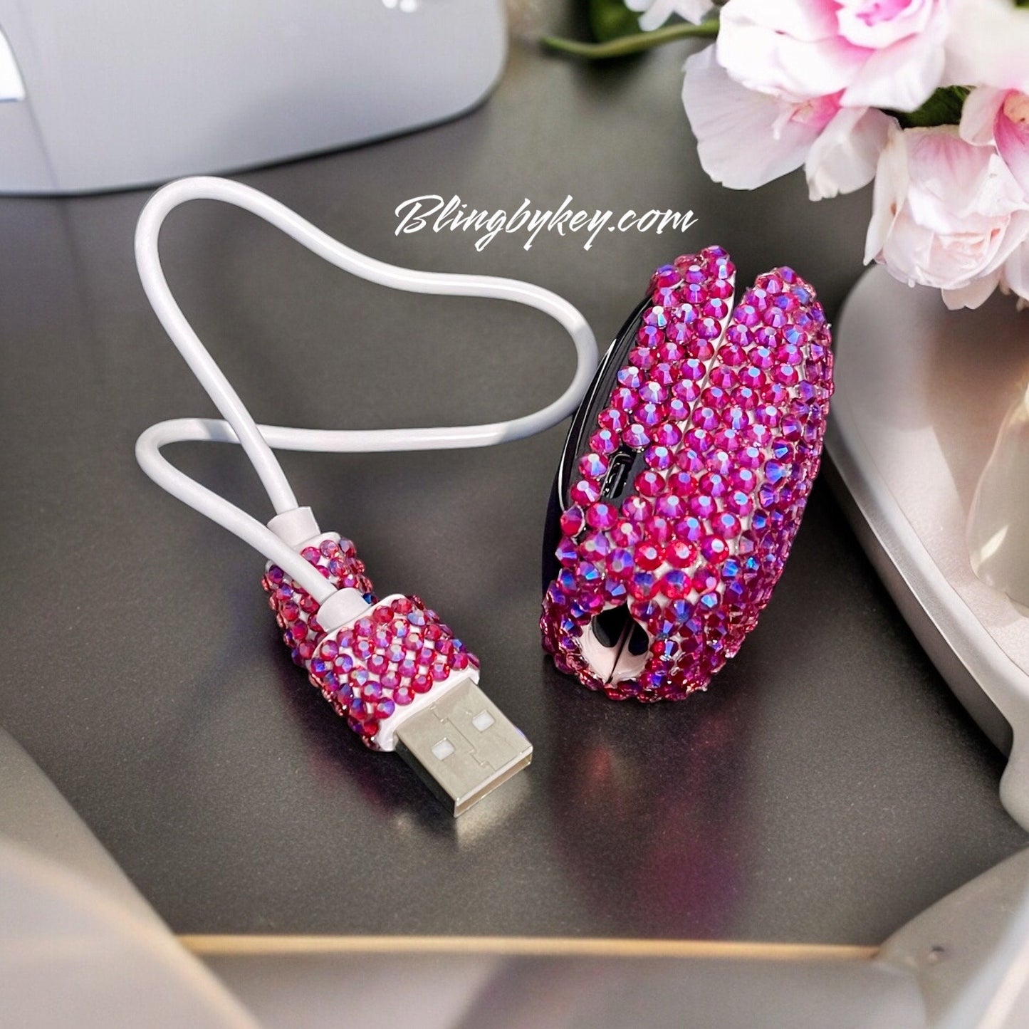 Cotton Candy Bling Pulse Oximeter | Iridescent Rhinestones by BlingByKey®