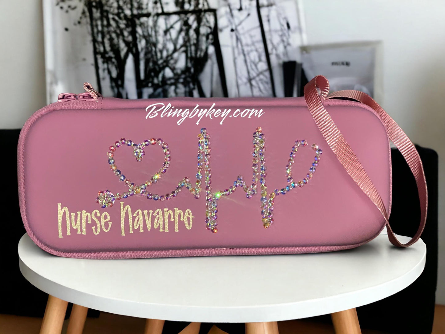 I AM… Self Love Personalized Stethoscope Case | Golden Iridescent Bling