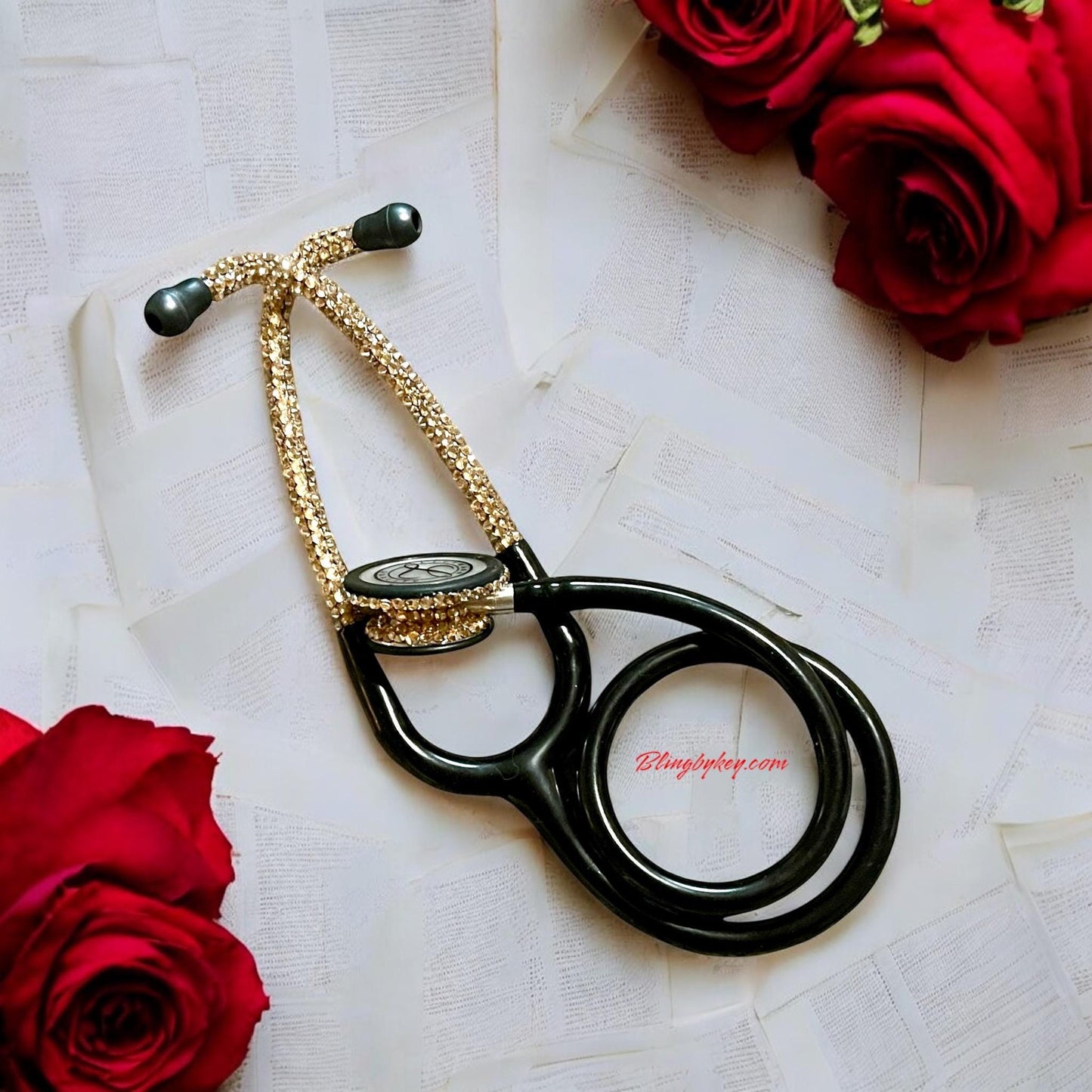 3M Littmann Classic III Bling Stethoscope – Gold Rhinestone
