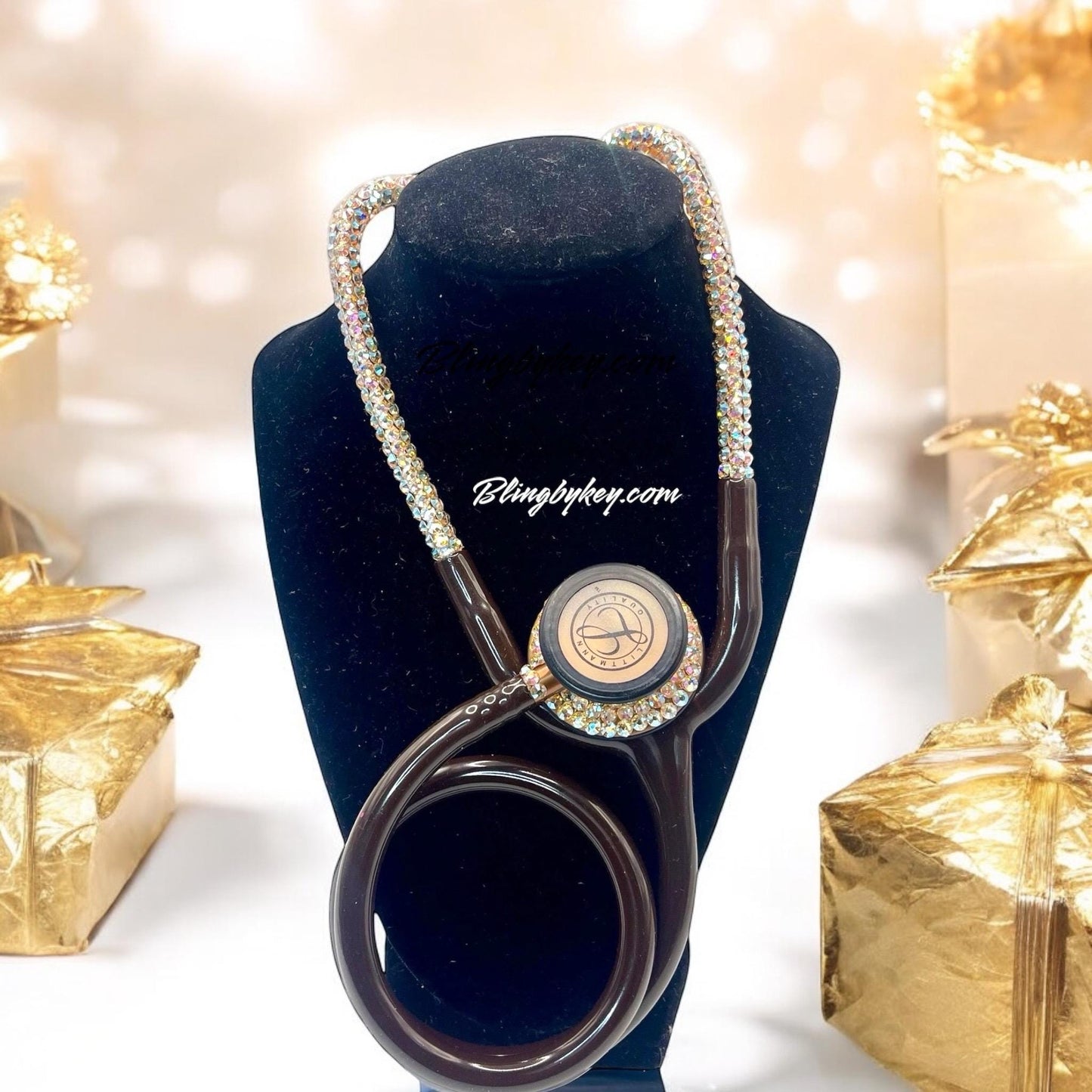 3M Littmann Classic III Bling Stethoscope – Golden Iridescent Crystals