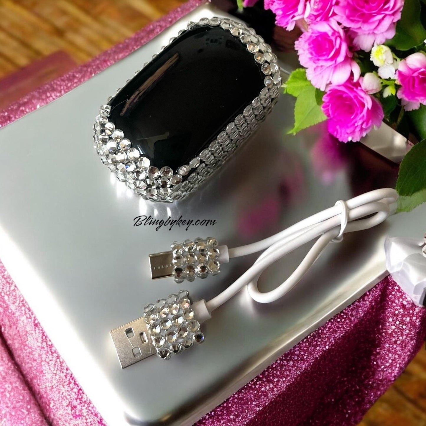 Bling Pulse Oximeter Handcrafted with Rhinestones, Heart Rate Monitor for Nurses, Healthcare & Respiratory Therapy Gift