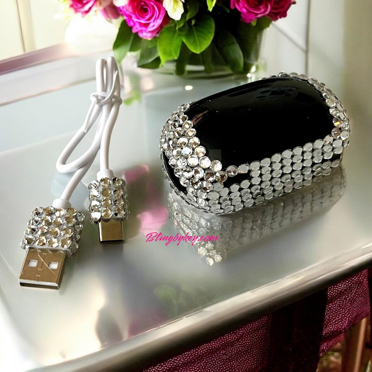 Bling Pulse Oximeter Handcrafted with Rhinestones, Heart Rate Monitor for Nurses, Healthcare & Respiratory Therapy Gift