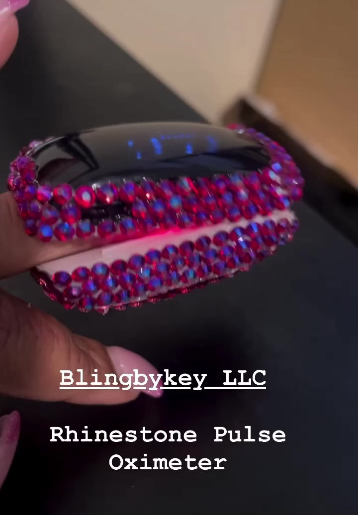 Pulse Oximeter with  Cotton Candy AB rhinestones handplaced by BlingByKey